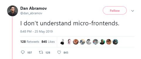 Dan Abramov's tweet on microfrontends